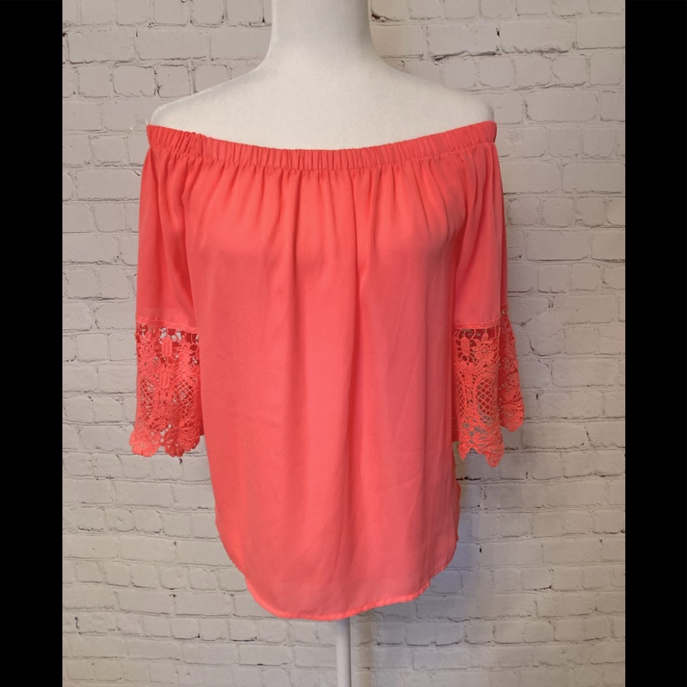 Coral Off the Shoulder Top Wishful Park Size:M